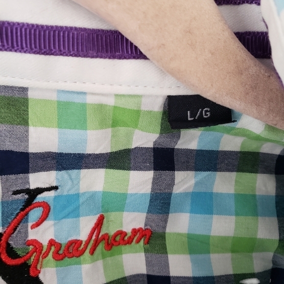 Robert Graham Multicolour Plaid Checkered Short Sleeve Cotton Shirt - Picture 8 of 9
